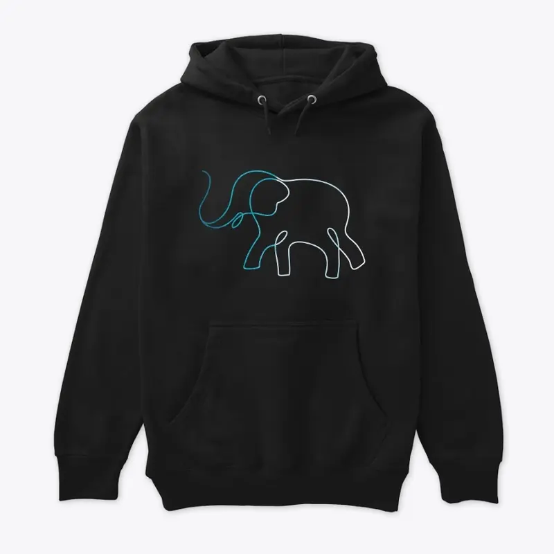 Elephant Blue Line Art 