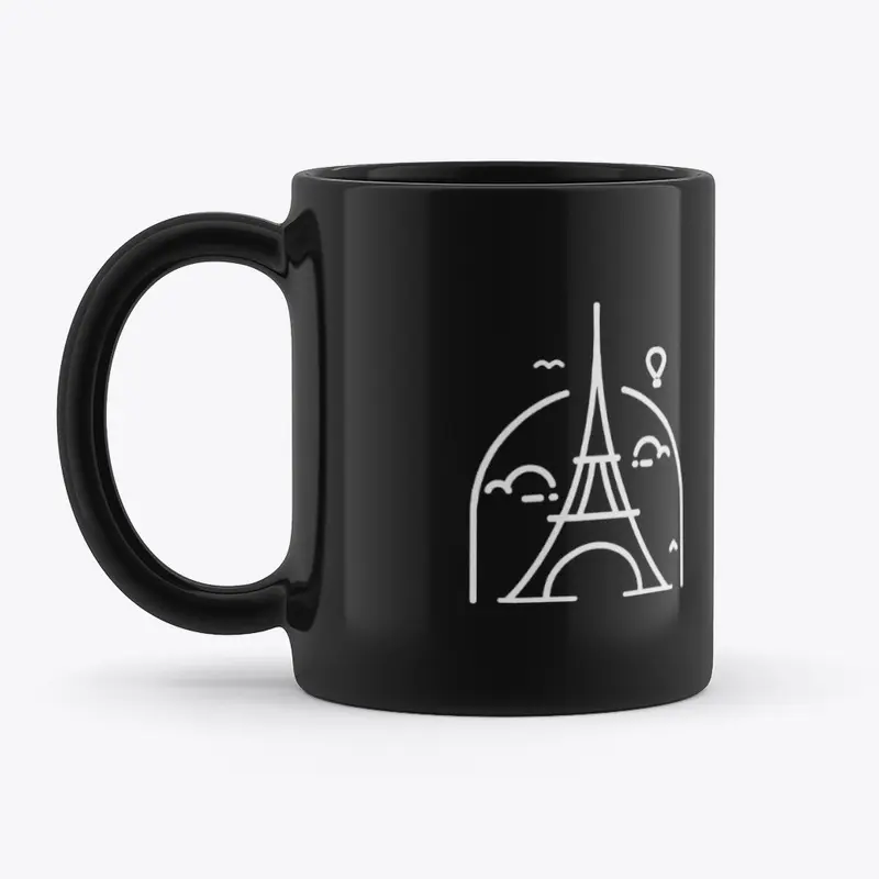 Minimalistic Black Paris Mug